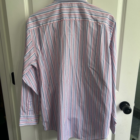 Banana Republic Blue and Pink Dress Shirt Vertical Stripes size L 16-16.5 neck. - Picture 6 of 6